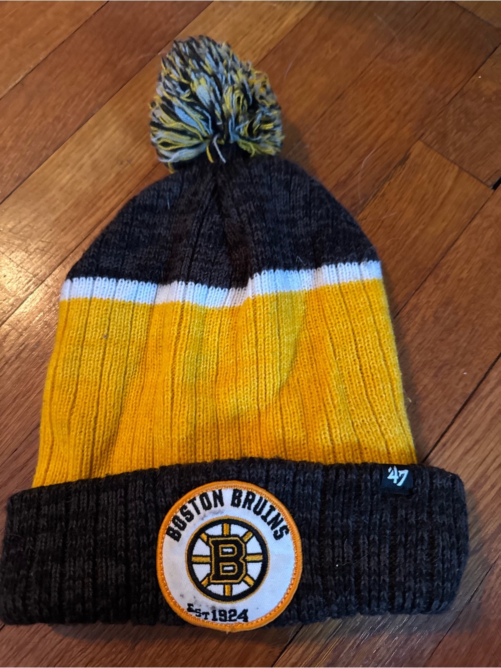 47 Brand Boston Bruins Kids Pom Beanie - Black & Yellow